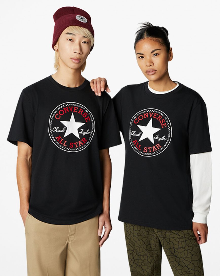 T-Shirts Barbati Converse Go-To All Star Patch Standard Fit Negrii | RO AWNZO301